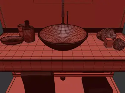 3d Industrial Style Bathroom  3D model