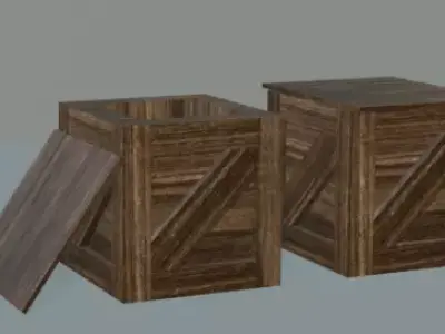 Low Poly Wooden Crate pack Low-poly 3D model