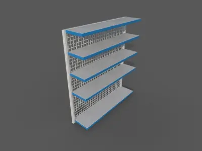 Supermarket single rack Low-poly 3D model