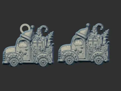 christmas truck decor  3D print model