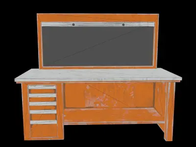 Old dust workbench Low-poly 3D model