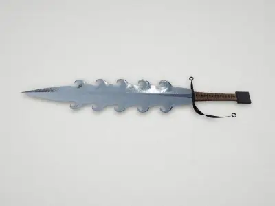 Game asset Silver Wave-Engraved Sword 3D model