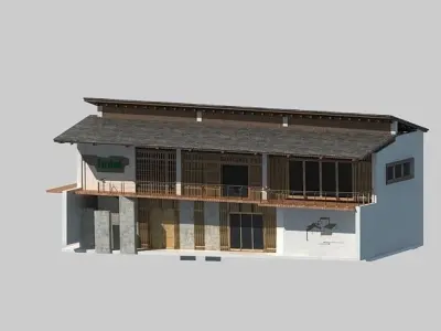town Chinese style commercial residential buildings 3D model order