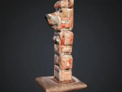 Salish Totem -  Low-poly 3D Model with PBR and 2K Textures Free low-poly 3D model