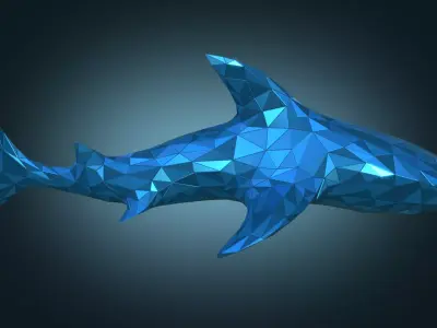 Stylized Shark Figure Low-poly 3D model