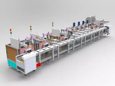 Mobile phone charger automatic assembly line 3D model