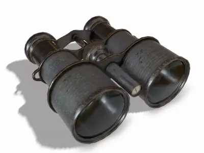 Black Vintage Binocular Low-poly 3D model