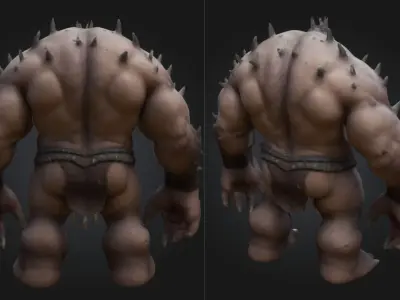 Mutant Ogre with Spikes Low-poly 3D model