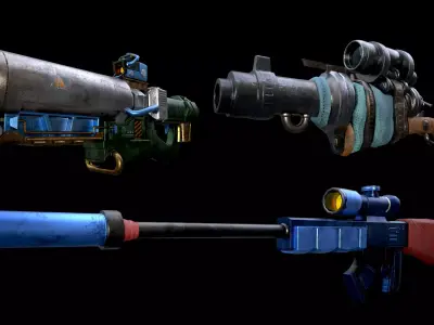 3 Gun Pack Free low-poly 3D model