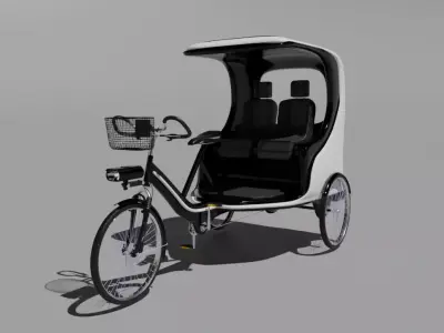 Modern black and white pedicab 3D model