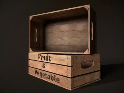 Wooden Crate-1 Low-poly 3D model