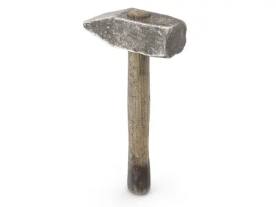 Old Hammer - Highpoly Low-poly 3D model