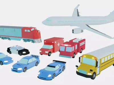 Simple Vehicles Traffic Transport Pack Free low-poly 3D model