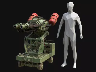 Flamethrower Turret-1-Dirty 3D Model Pack