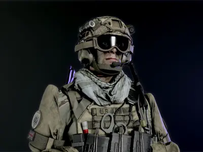  Ballistic Helmet Modular-Pack Low-poly 3D model