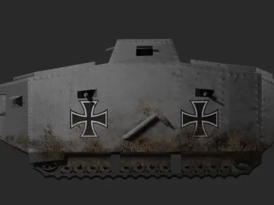 A7V Tank 3D model PBR Low-Poly Rigged Animated Low-poly 3D model