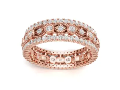 Antique Style Wedding Band With Diamond 3D print model