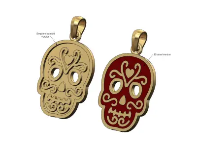 Mexican Calavera skull pendant with bail 3D print model