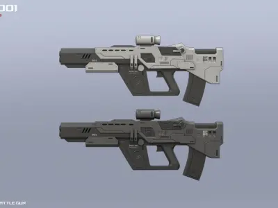 Scifi Battle gun Low-poly 3D model purchase