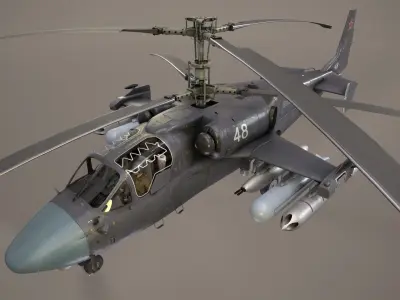 Kamov Ka-52 Alligator Dark Complex Animation Low-poly 3D model