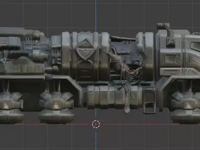 Heavy Sci-Fi Cargo Truck - Damaged Post-Apocalyptic Hover PBR Low-poly 3D model