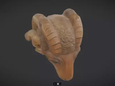 Wooden Ram Head Low-poly 3D model