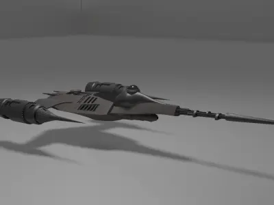 mandalorian starfighter Low-poly 3D model