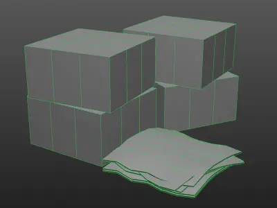 Cardboard boxes  damaged Free low-poly 3D model