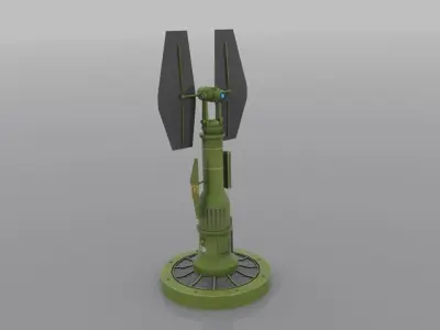 Sci fi radar tower Low-poly 3D model
