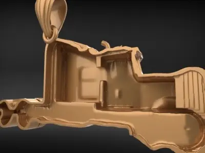 Semi Trailer Truck Pendant Necklace Jewelry 2D Relief 3D print model