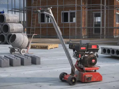 Gas Powered Surface Planer Red Used 3D model