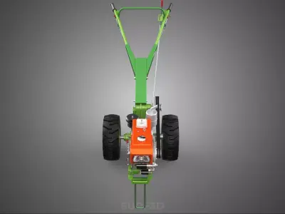 2 WHEEL DIESEL ENGINE HAND WALKING TRACTOR FIELD FARMING MACHINE 3D model