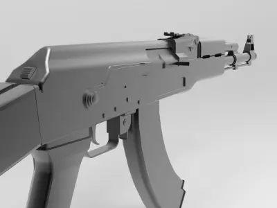 Ak-47 Without Textures Low-poly 3D model