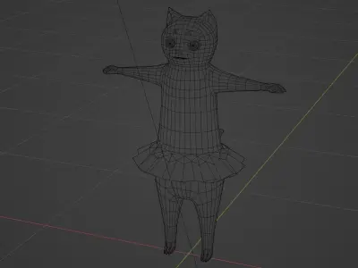 Cartoon Whitie Cat Low-poly 3D model