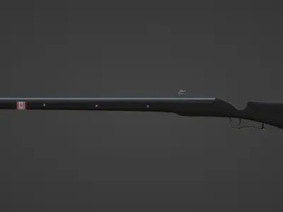 1480 Matchlock Arquebus Long Rifle Low-poly 3D model