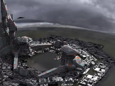 Alien Monarch moon base stand 3D model