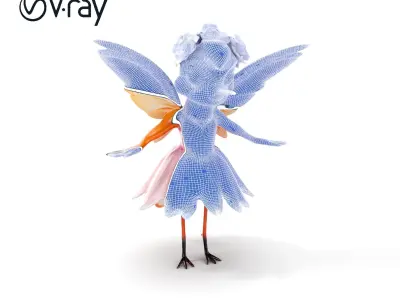 Flower Fairy Bird with Wings and Pink Dress D Model Low-poly 3D model