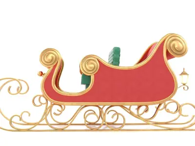 Santa Claus Sleigh Low-poly 3D model purchase