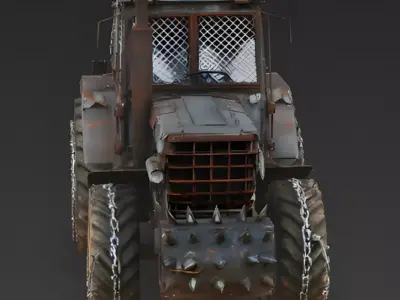 Post-Apocalyptic Armored Tractor 3D Model Low-poly 3D model