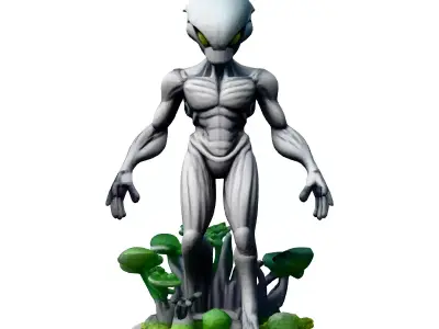 Highly Detailed SciFi Alien Statue Low-poly 3D model