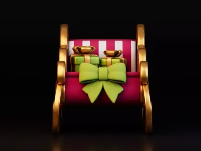 Christmas Sleigh Free low-poly 3D model