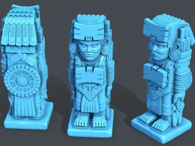Statue Aztec Warrior HP 3D print model