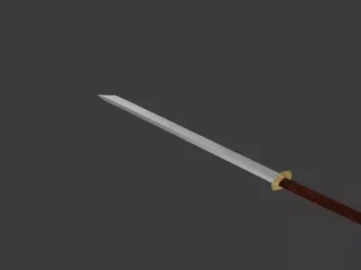 tanto katana Low-poly 3D model