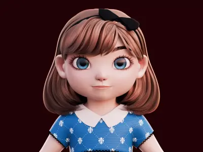 Cartoon Girl 3D model buy