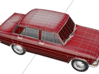 Moskvitch 412 1972 Low Poly Classic Sedan Car Model Low-poly 3D model