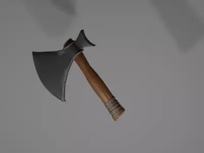 Med Poly Stylized Fantasy lvl 1 Axe Free low-poly 3D model