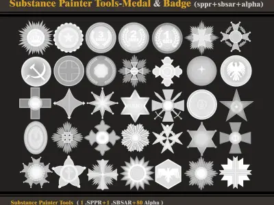 Medal and Badge sppr and sbsar and alpha 3D model