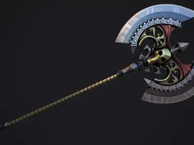 Fantasy axe 1 Stylized game ready 3d model Low-poly 3D model