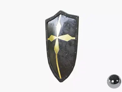 Medieval Warrior Knight Black Heater - Battle shield Low-poly 3D model