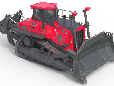 Liebherr PR776 Litronic Crawlertractor Red Low-poly 3D model